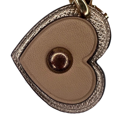 Coach Heart Appliqué Rose Gold and Pink Dangle Keychain Charm Fob F40696 - Picture 9 of 10